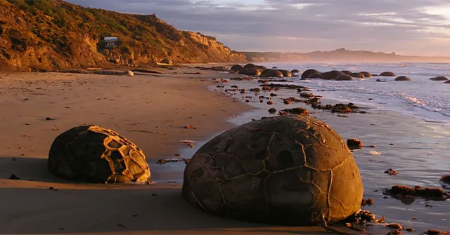 Surreal scenes such as aliens at the 'dragon egg' rock beach tens of millions of years old