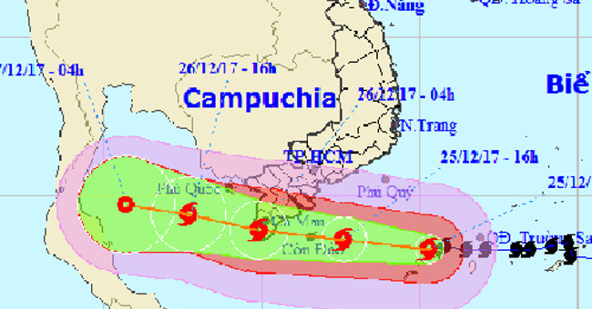 Tembin storms into Ca Mau tonight