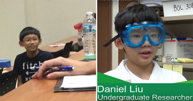 The 11-year-old boy helped college students do their homework, 13 years old to do research