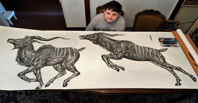 The 15-year-old prodigy marveled at animal drawing from memory