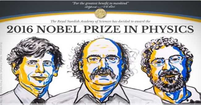 The 2016 Nobel Prize in Physics goes to the trio of scientists