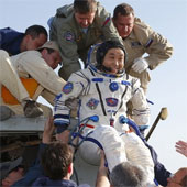 The 3 astronauts in the flight crew MKS-38 returned to Earth safely