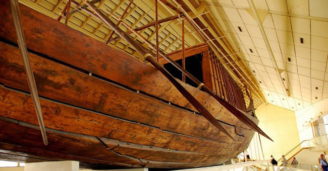 The 4000-year-old ship runs solar energy buried deep at the base of the Giza pyramid