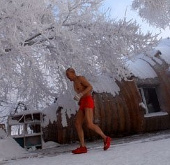 The 77-year-old still takes off to exercise in the middle of the ice