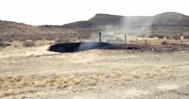 The 8m-deep black fire pit raises the hypothesis of landing UFOs