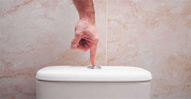 The action you must take before you flush the toilet