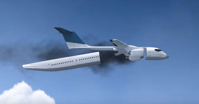 The aircraft separates the cabin in an emergency