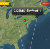 The alarm application is tracked from the satellite