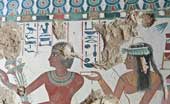 The ancient tomb has many color drawings