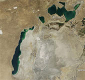 The Aral Sea is slowly disappearing
