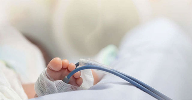 The baby was born with a part of the brain outside the skull saved