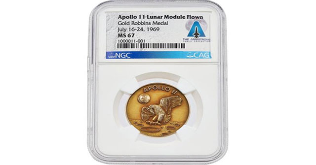 The badge of the first person to the Moon is unbelievably high