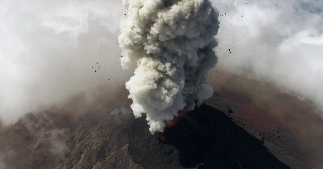 The beautiful volcanic landscape shot by the drone