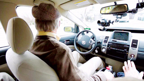 The blind man drives the car