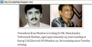 The blogging community seeks victims of bombings in Bombay