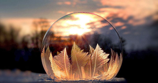 The bubble froze in the sunlight