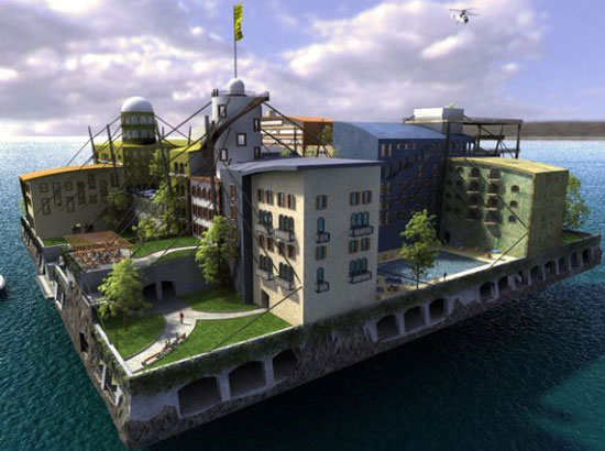 The city floats on the ocean