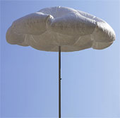 The cloud-shaped umbrella itself sprung in the sun