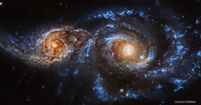The collision of the galaxy is 80 million light-years from Earth