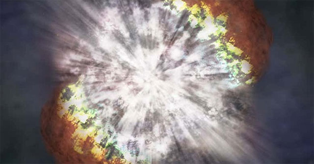 The dazzling supernova destroys a massive cloud of gas