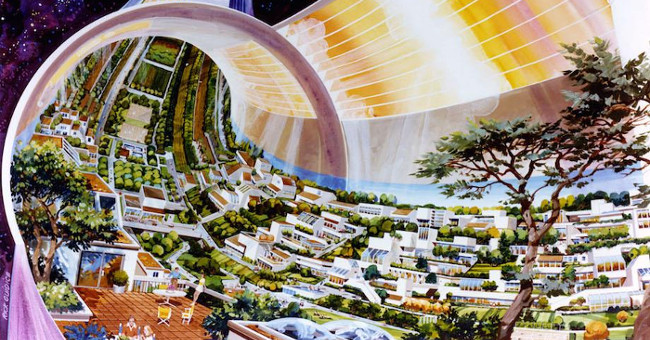 The dreamlike space colonies replaced Earth