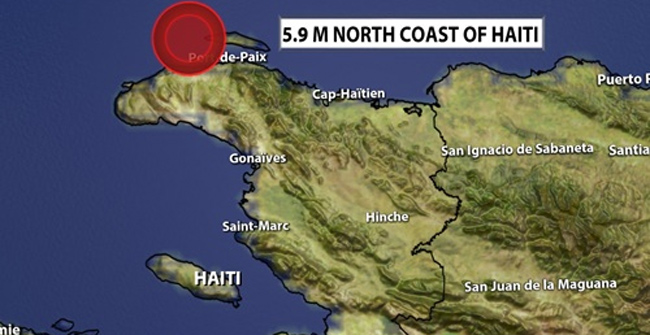 The earthquake is 5.9 degrees in Haiti, at least 7 people died