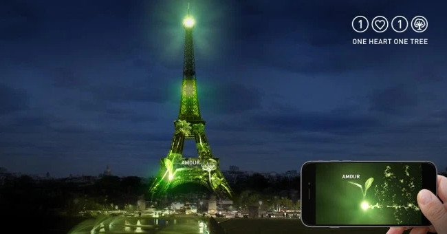 The Eiffel Tower suddenly turned green because of climate change
