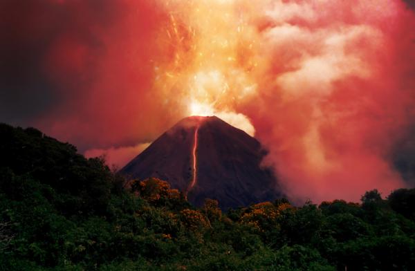 The erupting ancient volcano caused a global extinction disaster