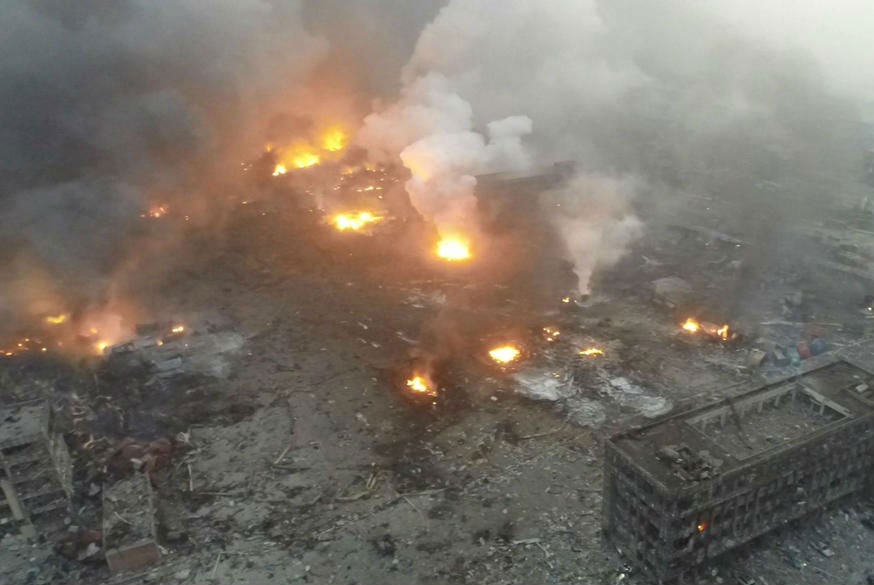 The explosion scene in China looks from above