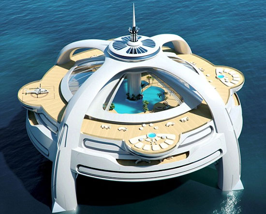 The floating city has 11 decks, 4 helicopter floors