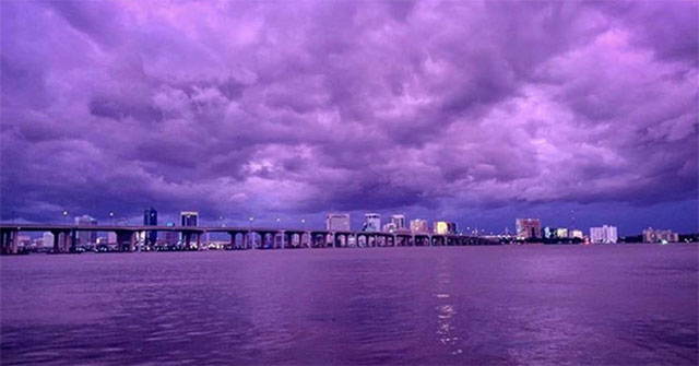 The Florida sky turned purple after Super Storm Dorian passed by