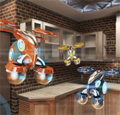 The flying robot makes a bartender