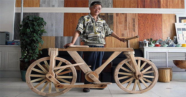 The fully wooden bike can function normally