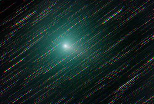 The ghostly green comet scene approaches the Earth