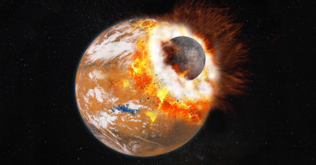 The giant collision produced two Martian moons