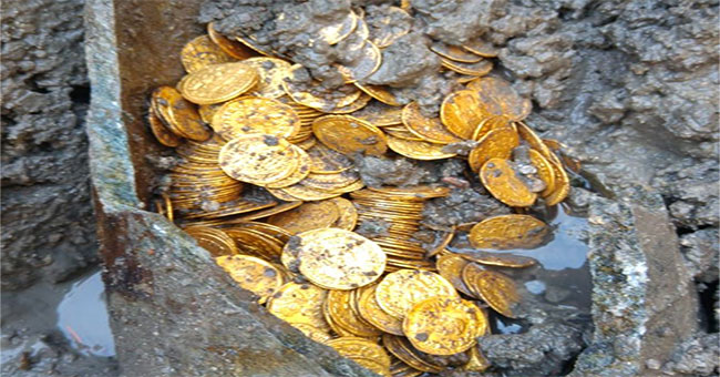 The gold coin jar buried more than 1,500 years under the Italian theater