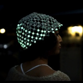 The hat glows according to the movement of the head