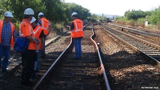The hot sun curves the railroad in England