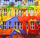 The house itself produces electricity and changes color