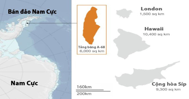 The ice is four times bigger than London is heading to the sea