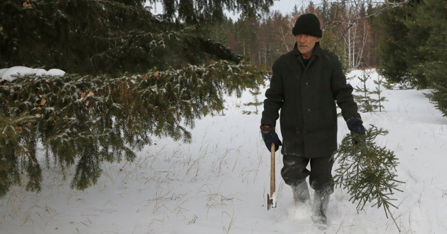 The icy village has only one person living