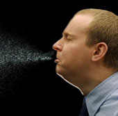 The image shows the 'power' that spreads bacteria when sneezing