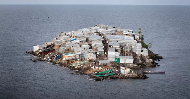 The island is only half a football field, but there are 1,500 people living