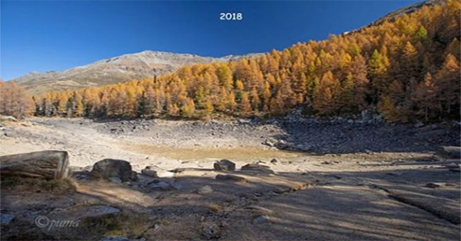 The lake at a height of nearly 2,000 meters in the Alps disappeared