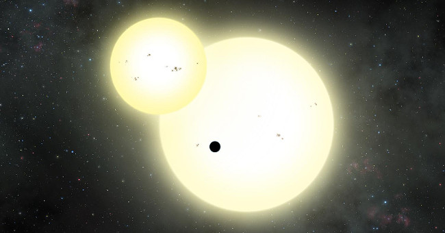 The largest solar system outside the solar system revolves around two stars
