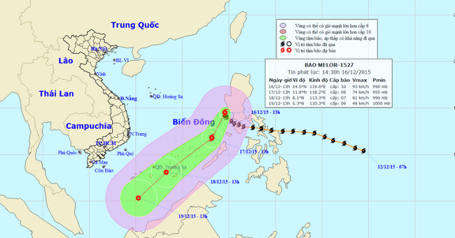 The latest development of Hurricane Melor