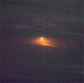 The launch of the spacecraft looks from orbit