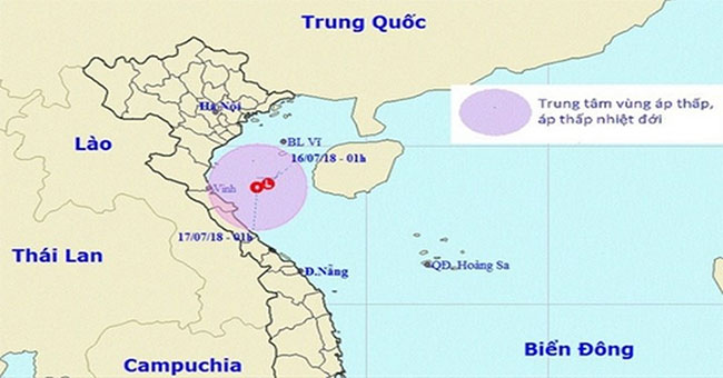 The low pressure area in the East Sea is heading towards Thanh Hoa - Ha Tinh