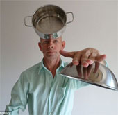 The man uses extrasensory energy to suck objects