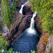 The mystery of the waterfall flowing in